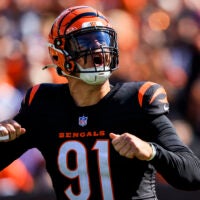 Oct 6, 2024; Cincinnati, Ohio, USA; Cincinnati Bengals defensive end Trey Hendrickson (91) runs onto the field before the game against the Baltimore Ravens at Paycor Stadium.