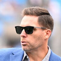 Sep 29, 2024; Charlotte, North Carolina, USA; Carolina Panthers general manager Dan Morgan before the game at Bank of America Stadium.