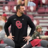 Oklahoma's Joe Jon Finley stands on the field before a college football game between the University of Oklahoma Sooners (OU) and the Maine Black Bears at Gaylord Family - Oklahoma Memorial Stadium in Norman, Okla., Saturday, Nov. 2, 2024.