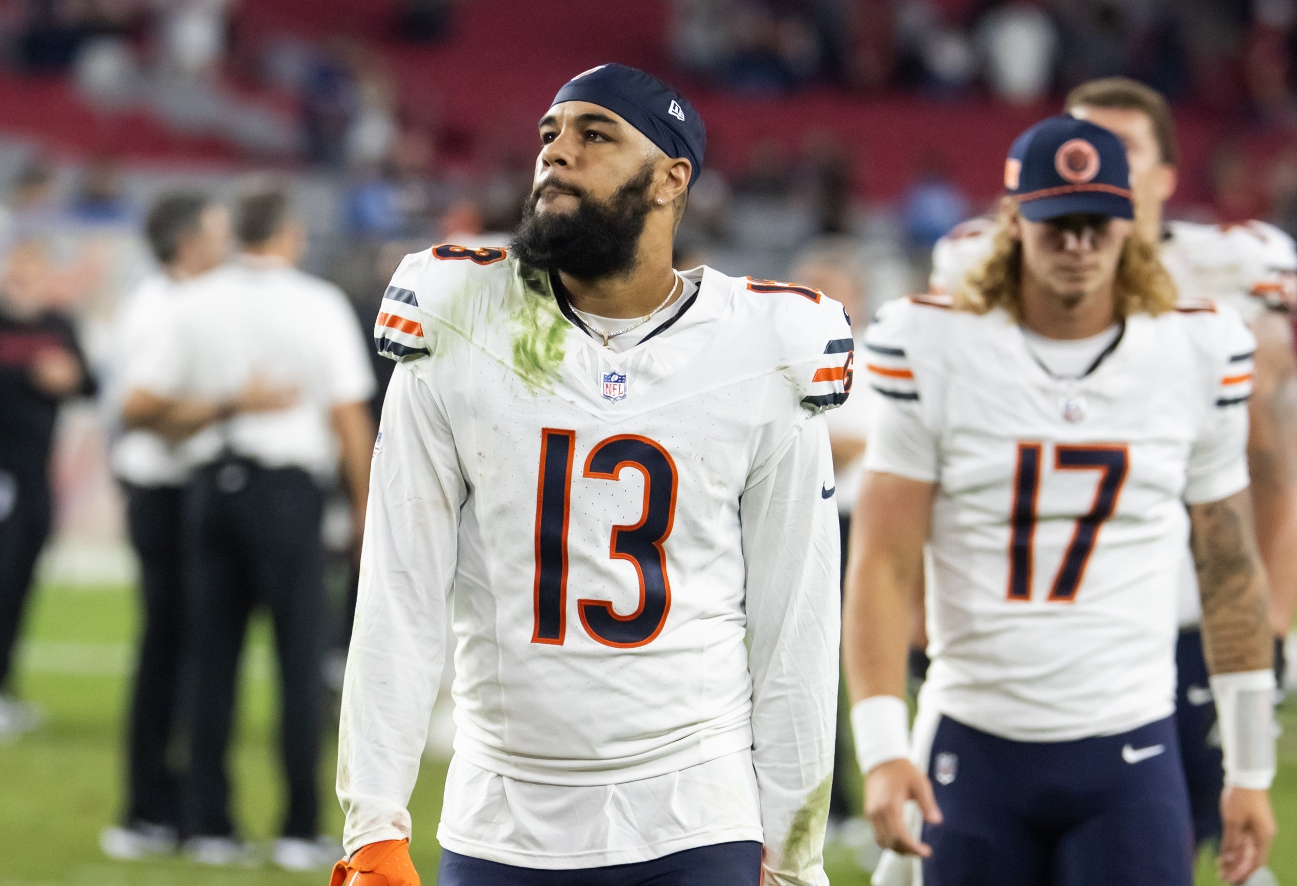 Nov 3, 2024; Glendale, Arizona, USA; Chicago Bears wide receiver Keenan Allen (13) against the Arizona Cardinals at State Farm Stadium.
