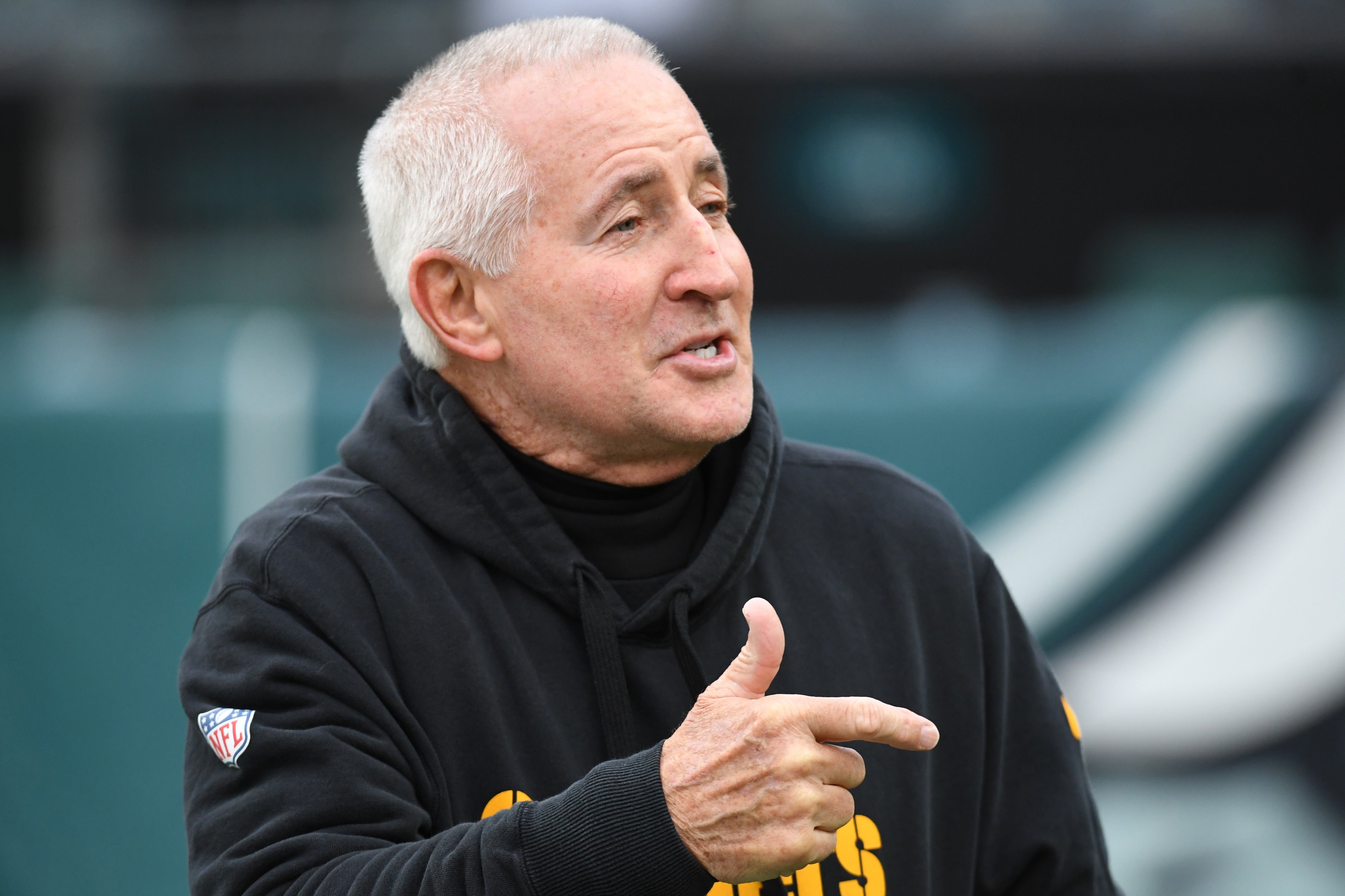 Dec 15, 2024; Philadelphia, Pennsylvania, USA; Pittsburgh Steelers special teams coach Danny Smith during warmups against the Philadelphia Eagles at Lincoln Financial Field.