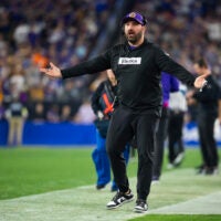 Jan 13, 2025; Glendale, AZ, USA; Minnesota Vikings assistant wide receivers coach Tony Sorrentino against the Los Angeles Rams during an NFC wild card game at State Farm Stadium.