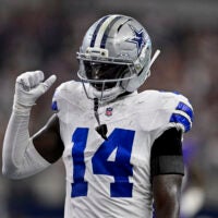 Aug 16, 2025; Arlington, Texas, USA; Dallas Cowboys safety Markquese Bell (14) during the game between the Dallas Cowboys and the Baltimore Ravens at AT&T Stadium.