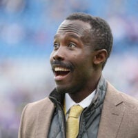Sep 28, 2025; Dublin, Ireland; Minnesota Vikings general manager Kwesi Adofo-Mensah stands on the sidelines prior to a game against the Pittsburgh Steelers during an NFL International Series game at Croke Park.