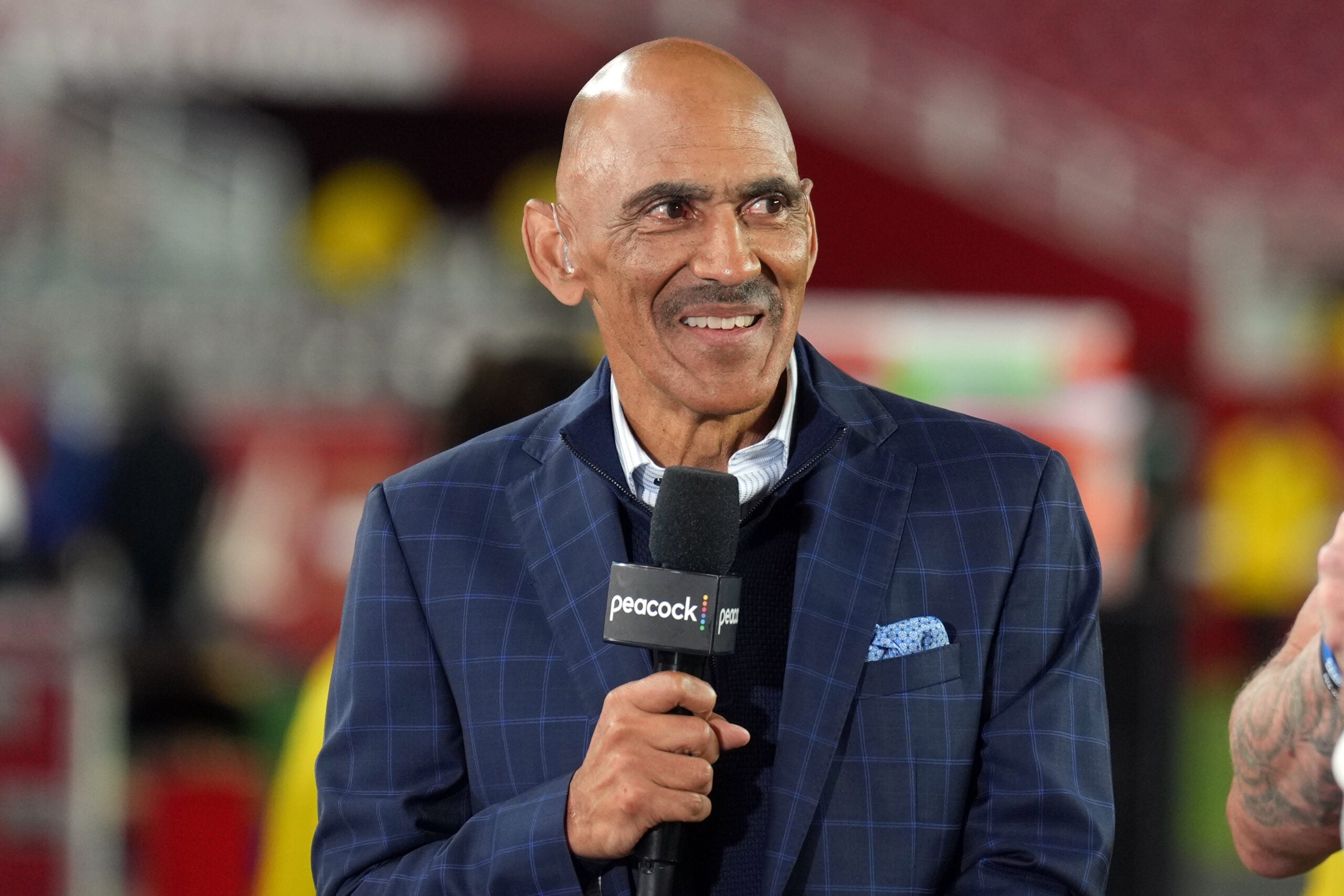 Oct 19, 2025; Santa Clara, California, USA; NBC Sports commentator Tony Dungy after the game between the San Francisco 49ers and the Atlanta Falcons at Levi's Stadium.