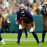 Nov 2, 2025; Green Bay, Wisconsin, USA; Green Bay Packers offensive tackle Rasheed Walker (63) during the game against the Carolina Panthers at Lambeau Field.