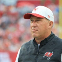 Dec 7, 2025; Tampa, Florida, USA; Tampa Bay Buccaneers general manager Jason Licht stands on the sidelines during the first quarter against the New Orleans Saints at Raymond James Stadium.