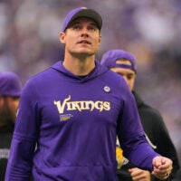 Dec 7, 2025; Minneapolis, Minnesota, USA; Minnesota Vikings head coach Kevin O'Connell during the first half at U.S. Bank Stadium.