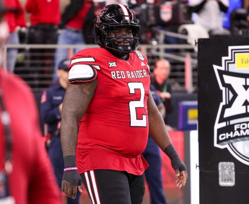 Texas Tech's Lee Hunter walks to the field before the Big 12 Conference championship football game, Saturday, Nov. 6, 2025, at AT&T Stadium in Arlington.