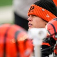 Cincinnati Bengals quarterback Joe Burrow (9) looks on from the sideline in the fourth quarter of the NFL Week 18 game between the Cincinnati Bengals and the Cleveland Browns at Paycor Stadium in Downtown Cincinnati on Sunday, Jan. 4, 2026. The Browns kicked a last second field goal to win 20-18.