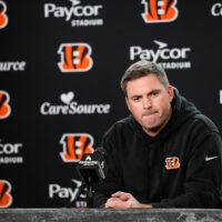 Bengals Head Coach Zac Taylor speaks at a press conference after wrapping up the 2025 season.