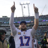 Jan 11, 2026; Jacksonville, FL, USA; Buffalo Bills quarterback Josh Allen (17) after an AFC Wild Card Round game against the Jacksonville Jaguars at EverBank Stadium.