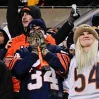 Jan 10, 2026; Chicago, IL, USA; in Chicago Bears fans react at the end of an NFC Wild Card Round game against there Green Bay Packers at Soldier Field.