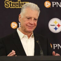 Jan 14, 2026; Pittsburgh, PA, USA; Pittsburgh Steelers president Art Rooney II speaks at a press conference at Acrisure Stadium.