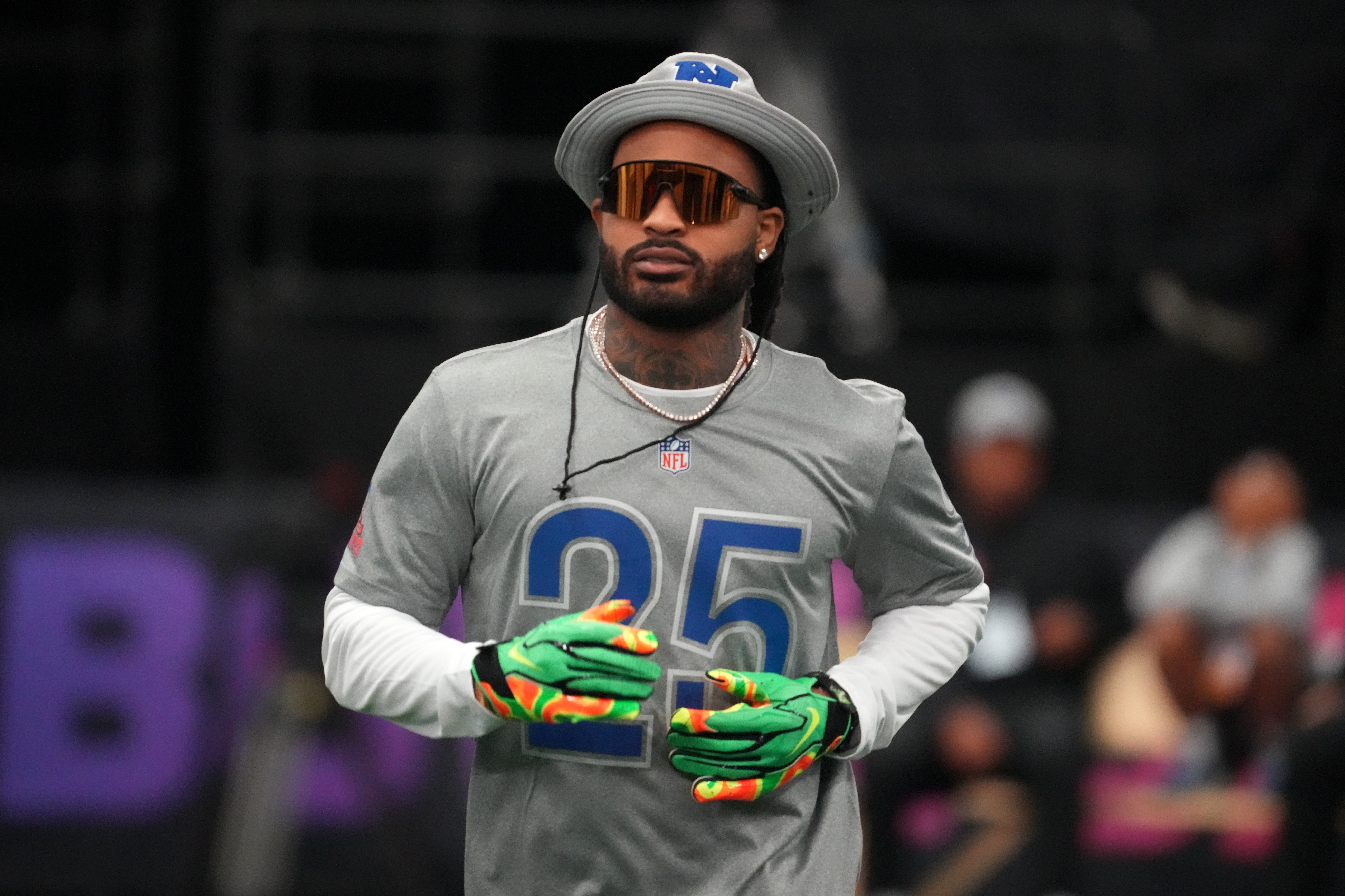 Feb 1, 2026; San Francisco, CA, USA; Green Bay Packers cornerback Keisean Nixon (25) during NFC practice at the Flag Fieldhouse Moscone Center South Building.
