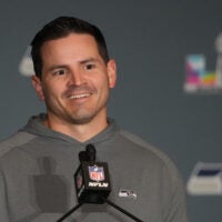 Feb 5, 2026; San Jose, CA, USA; Seattle Seahawks head coach Mike MacDonald talks to media members at the San Jose Marriott.