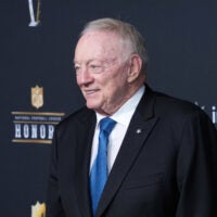 Feb 5, 2026; San Francisco, CA, USA; Dallas Cowboys owner Jerry Jones poses on the NFL Honors Red Carpet before Super Bowl LX at Palace of Fine Arts.