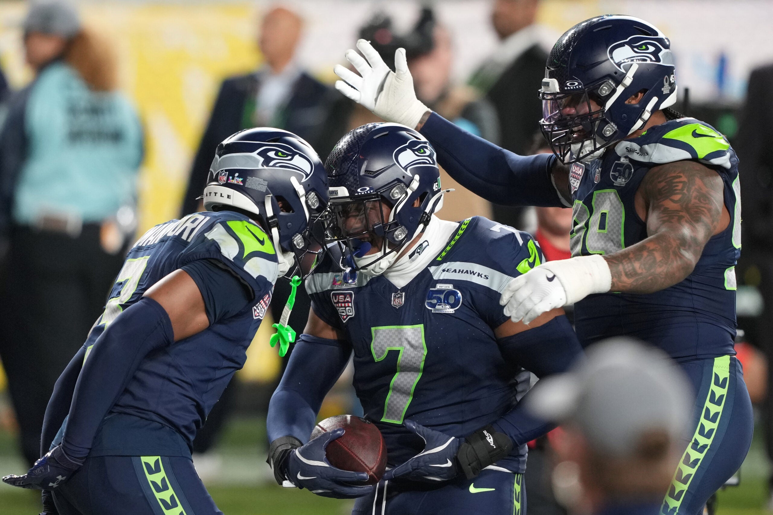 Group of Seahawks defenders