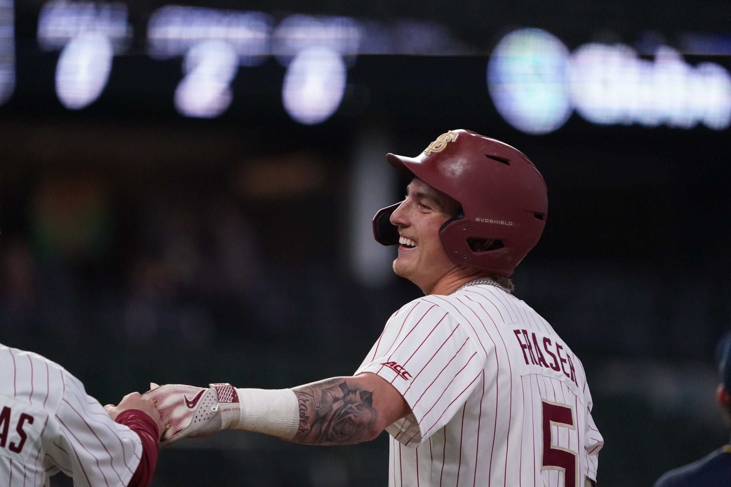 Feb 20, 2026; Arlington, TX, USA; Michigan Wolverines vs Florida State Seminoles during the Amegy Bank College Baseball Series at Globe Life Field. Mandatory Credit: Raymond Carlin III-Imagn Images