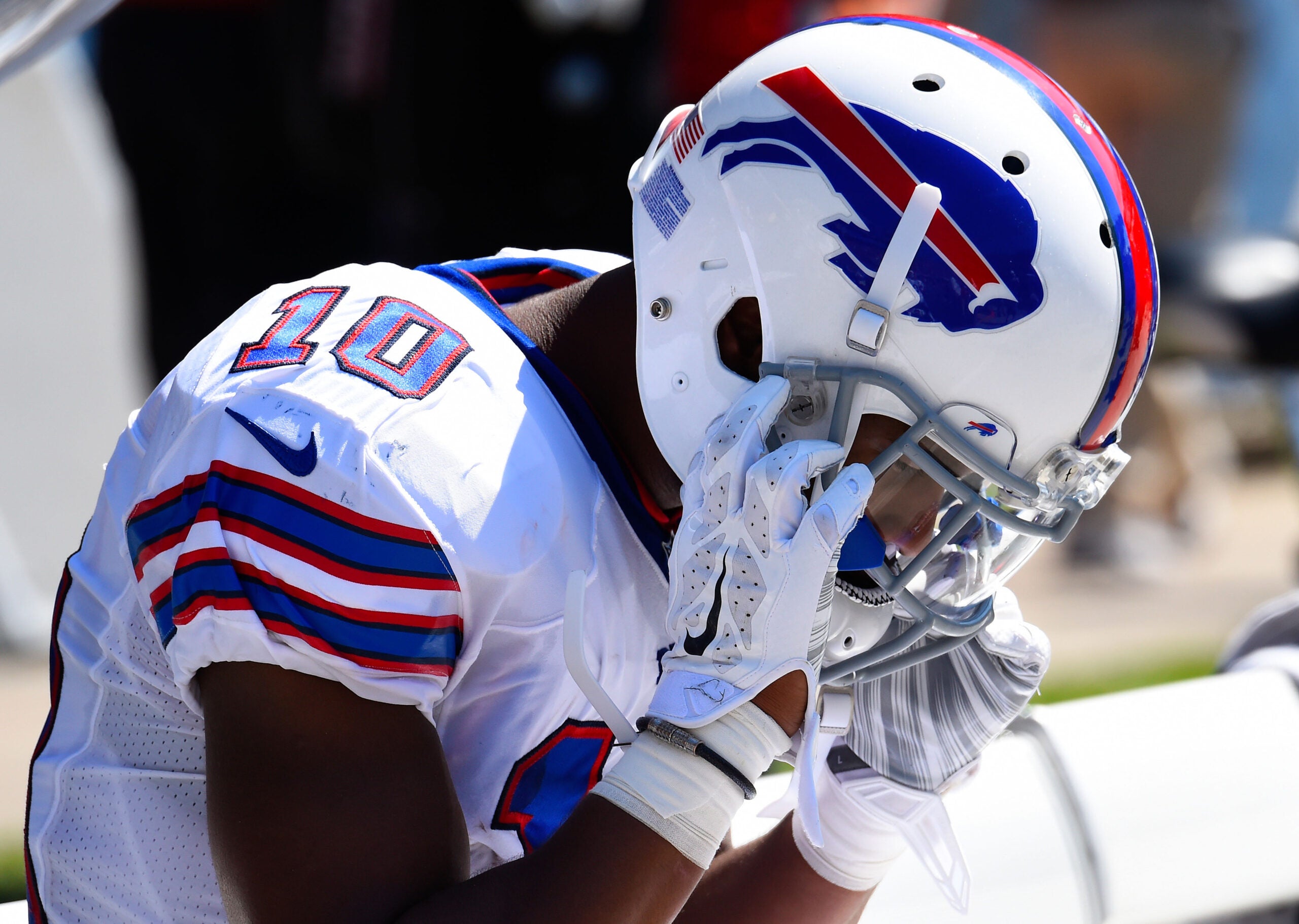 Sep 7, 2014; Chicago, IL, USA; Buffalo Bills wide receiver Robert Woods (10) during the second half at Soldier Field.