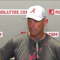 Head Coach Kalen DeBoer speaks to the media the media following Alabama Crimson Tide Football's first scrimmage in spring camp, 3/27/26.