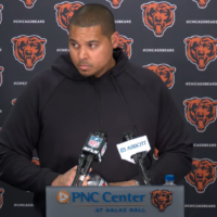Chicago Bears general manager Ryan Poles speaks with the media following the first week of NFL free agency.