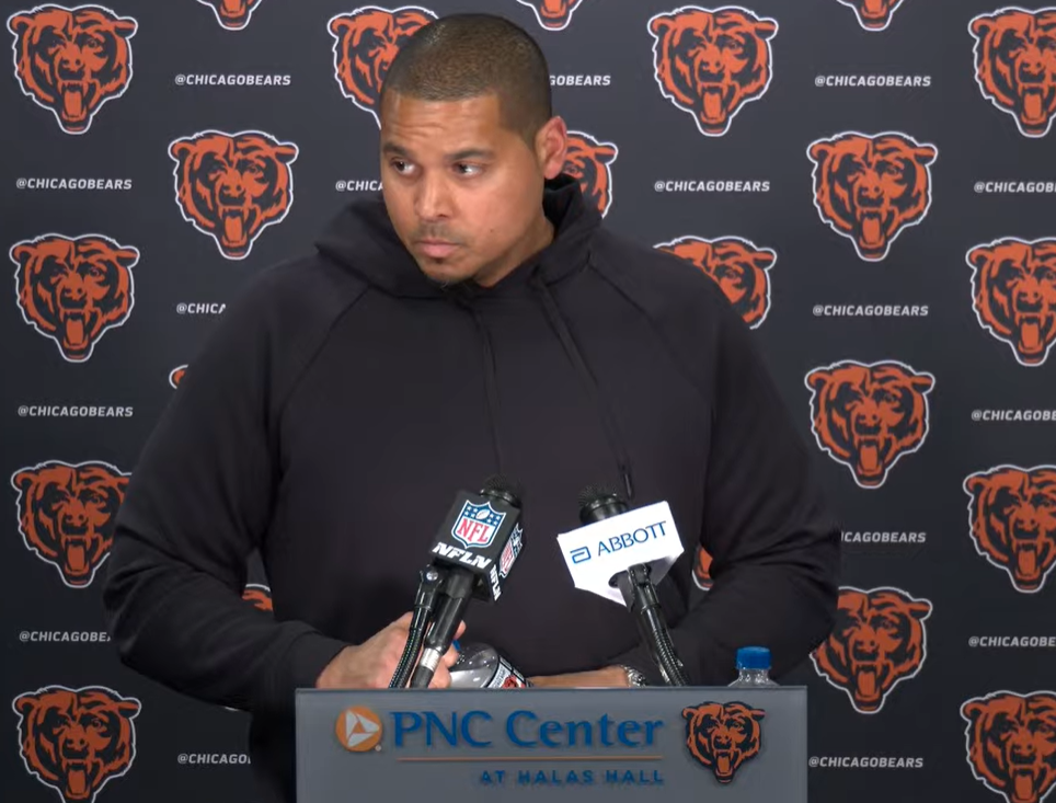 Chicago Bears general manager Ryan Poles speaks with the media following the first week of NFL free agency.