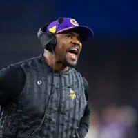 Jan 13, 2025; Glendale, AZ, USA; Minnesota Vikings defensive coordinator Brian Flores against the Los Angeles Rams during an NFC wild card game at State Farm Stadium.
