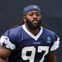 Jul 22, 2025; Oxnard, CA, USA; Dallas Cowboys defensive tackle Osa Odighizuwa (97) during training camp at the River Ridge Fields.