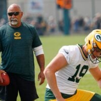 Green Bay Packers assistant head coach and special teams coordinator Rich Bisaccia surveys practice on Friday, August 1, 2025, at Ray Nitschke Field in Ashwaubenon, Wis.