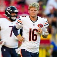 Chicago Bears quarterback Austin Reed (16) takes the field prior to a game against the Kansas City Chiefs at GEHA Field at Arrowhead Stadium.
