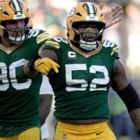 Green Bay Packers defensive end Rashan Gary (52) asks for a safety after sacking Detroit Lions quarterback Jared Goff during the fourth quarter of their game Sunday, September 7, 2025 at Lambeau Field in Green Bay, Wisconsin. The Green Bay Packers beat the Detroit Lions 27-13.