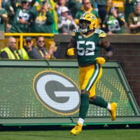 Sep 7, 2025; Green Bay, Wisconsin, USA; Green Bay Packers defensive lineman Rashan Gary (52) prior to the game against the Detroit Lions at Lambeau Field.