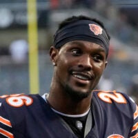 Sep 21, 2025; Chicago, Illinois, USA; Chicago Bears cornerback Nahshon Wright after the game against the Dallas Cowboys at Soldier Field.
