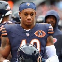 Oct 19, 2025; Chicago, Illinois, USA; Chicago Bears middle linebacker Tremaine Edmunds (49) during the second half at Soldier Field.