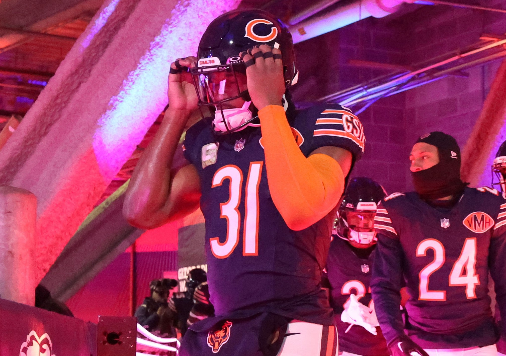 Nov 9, 2025; Chicago, Illinois, USA; Chicago Bears free safety Kevin Byard (31) takes the field before the game against the New York Giants at Soldier Field.
