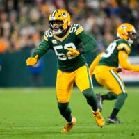 Nov 10, 2025; Green Bay, Wisconsin, USA; Green Bay Packers defensive lineman Rashan Gary (52) during the game against the Philadelphia Eagles at Lambeau Field.