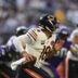 Nov 16, 2025; Minneapolis, Minnesota, USA; Chicago Bears quarterback Caleb Williams (18) runs in the pocket during the second quarter against the Minnesota Vikings at U.S. Bank Stadium.