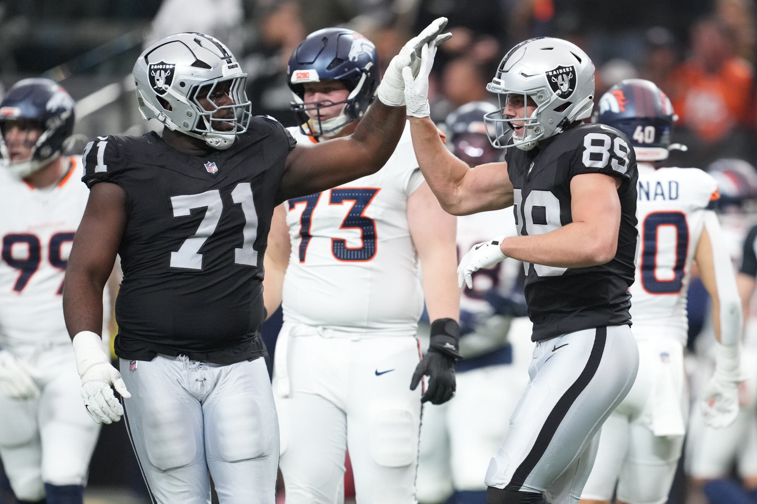 Las Vegas Raiders tight end Brock Bowers right tackle DJ Glaze 53-man roster projection