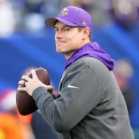 Dec 21, 2025; East Rutherford, New Jersey, USA; Minnesota Vikings head coach Kevin O'Connell before the game at MetLife Stadium.