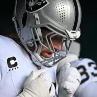 Dec 14, 2025; Philadelphia, Pennsylvania, USA; Las Vegas Raiders defensive end Maxx Crosby (98) in the tunnel against the Philadelphia Eagles at Lincoln Financial Field.