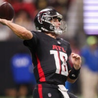 Jan 4, 2026; Atlanta, Georgia, USA; Atlanta Falcons quarterback Kirk Cousins (18) throws a pass against the New Orleans Saints in the first quarter at Mercedes-Benz Stadium.