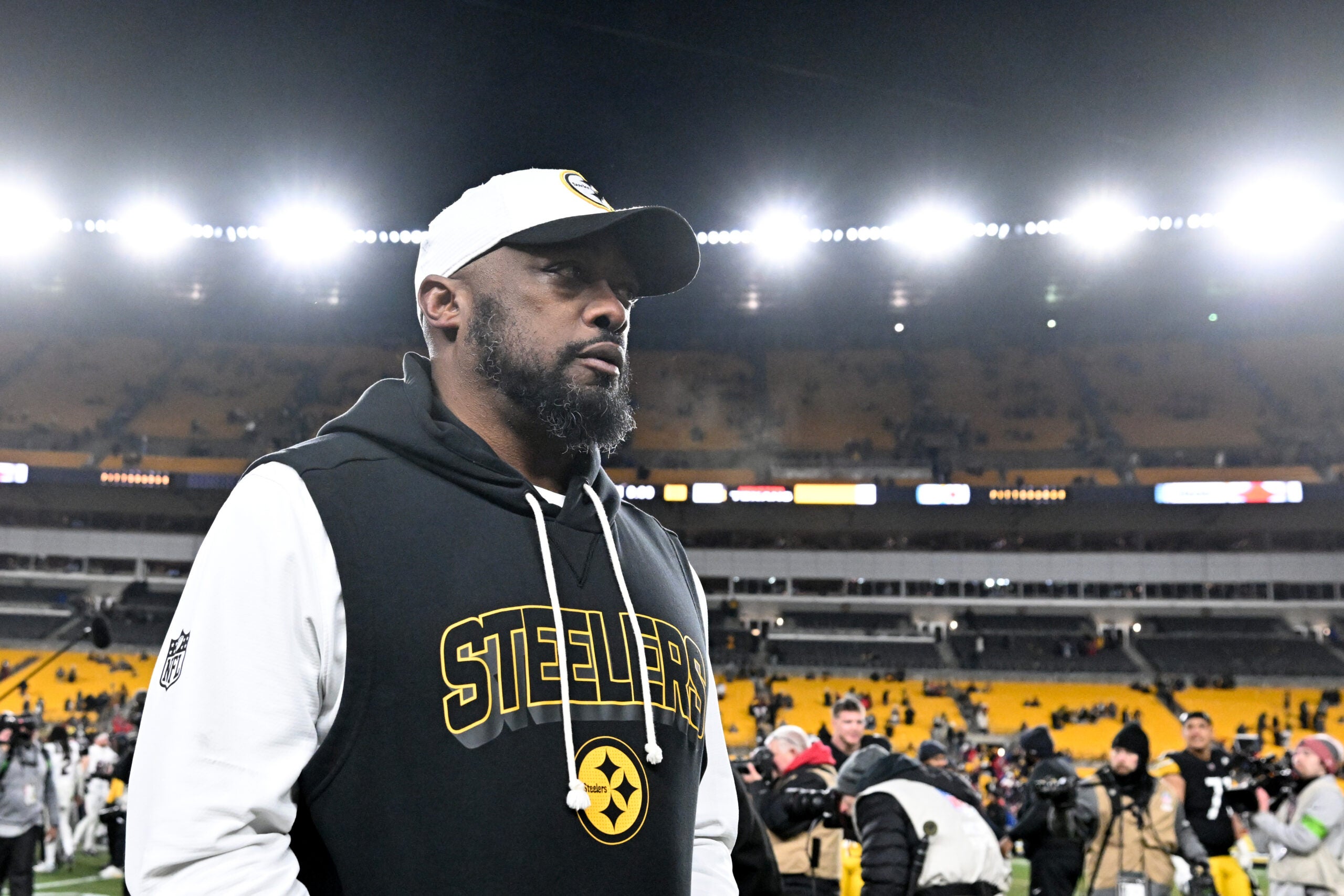 Jan 12, 2026; Pittsburgh, PA, USA; Pittsburgh Steelers head coach Mike Tomlin leaves the field following an AFC Wild Card Round loss to the Houston Texans at Acrisure Stadium.