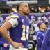 Jan 4, 2026; Minneapolis, Minnesota, USA; Minnesota Vikings wide receiver Justin Jefferson (18) looks on after the game against the Green Bay Packers at U.S. Bank Stadium.