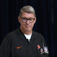 Feb 24, 2026; Indianapolis, IN, USA; Tampa Bay Buccaneers general manager Jason Licht speaks at the NFL Scouting Combine at the Indiana Convention Center.
