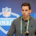 Feb 24, 2026; Indianapolis, IN, USA; Carolina Panthers general manager Dan Morgan speaks at the NFL Scouting Combine at the Indiana Convention Center.