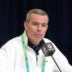 Feb 24, 2026; Indianapolis, IN, USA; Buffalo Bills general manager Brandon Beane speaks at the NFL Scouting Combine at the Indiana Convention Center.