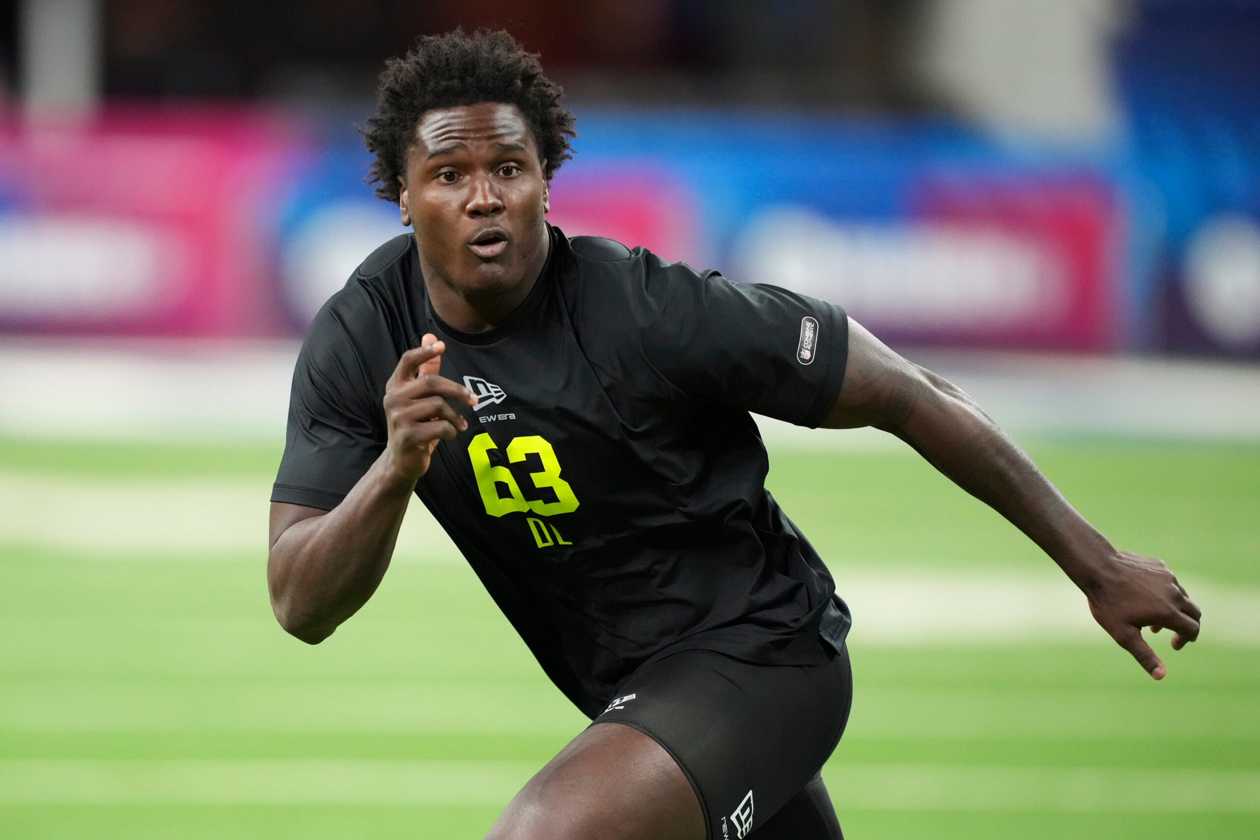 Feb 26, 2026; Indianapolis, IN, USA; Missouri defensive lineman Zion Young (DL63) during the NFL Scouting Combine at Lucas Oil Stadium.