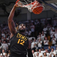 Current Colts TE Mo Alie-Cox dunking the ball at VCU