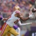 Sep 15, 2024; Minneapolis, Minnesota, USA; San Francisco 49ers wide receiver Jauan Jennings (15) catches the ball against the Minnesota Vikings in the second quarter at U.S. Bank Stadium.